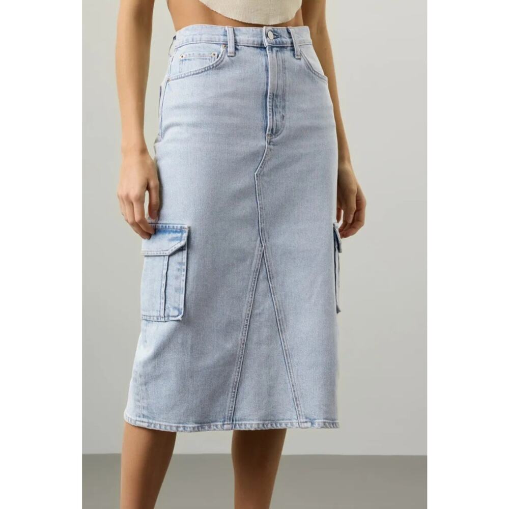 Rails Highland Stretch Denim Midi Jean Cargo Skirt Size 30